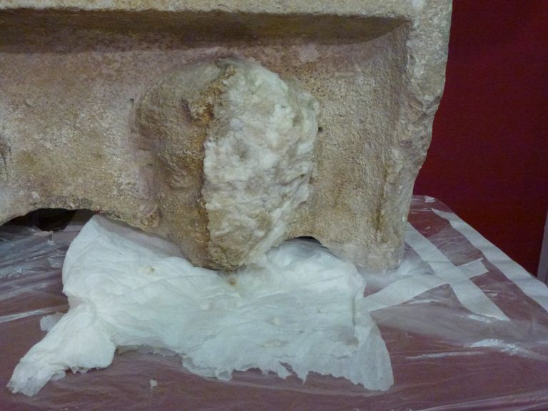 Prova di pulitura. Particolare della testa